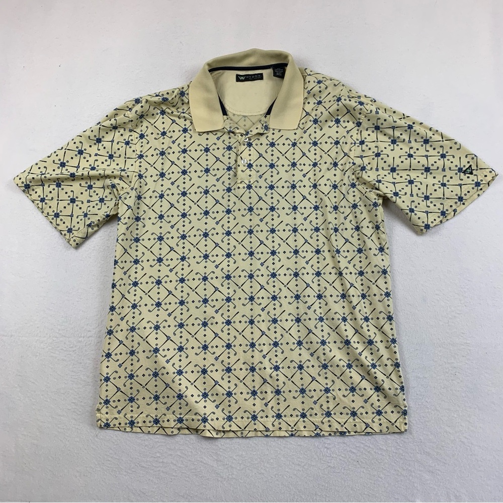 Wedge Golf And Beyond Polo Men's XXL‎ Yellow Club Ball Pattern Summer Beach
